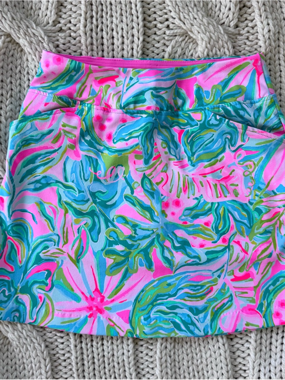Lilly Pulitzer Pink Tropical Print Mini Skirt with Teal & Lime Accents